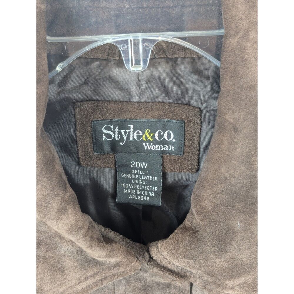 Style & Co Woman Suede Leather Coat Brown Women's Size 20W - Picture 7 of 15